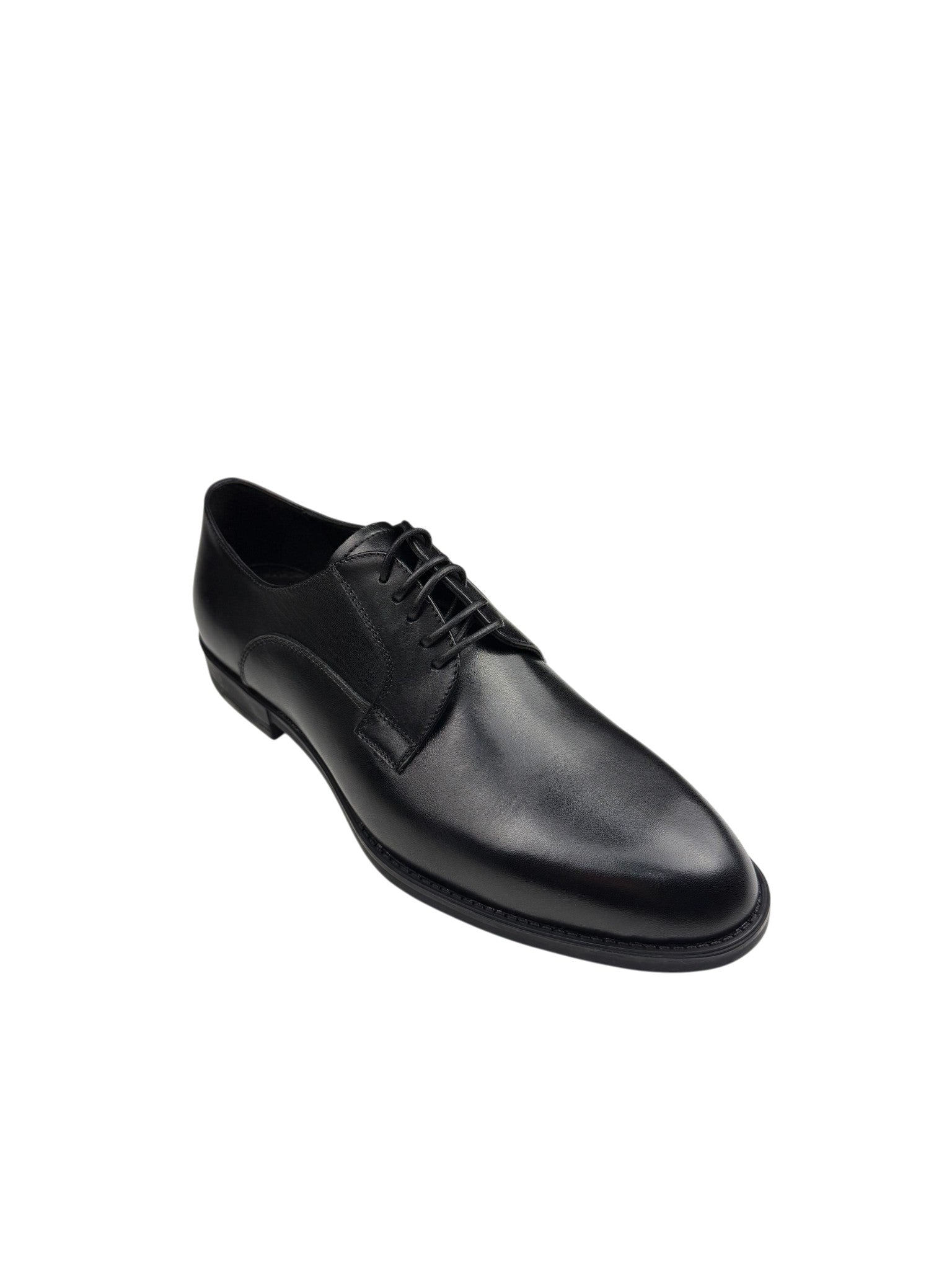 Pantofi eleganți bărbați negri din piele naturală cu șireturi și finisaj neted
