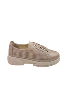 Pantofi sport casual damă bej din piele naturală cu perforații