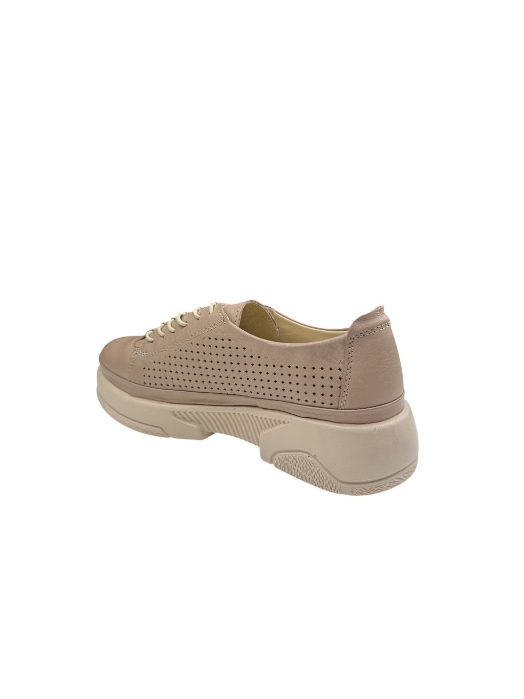 Pantofi sport casual damă bej din piele naturală cu perforații