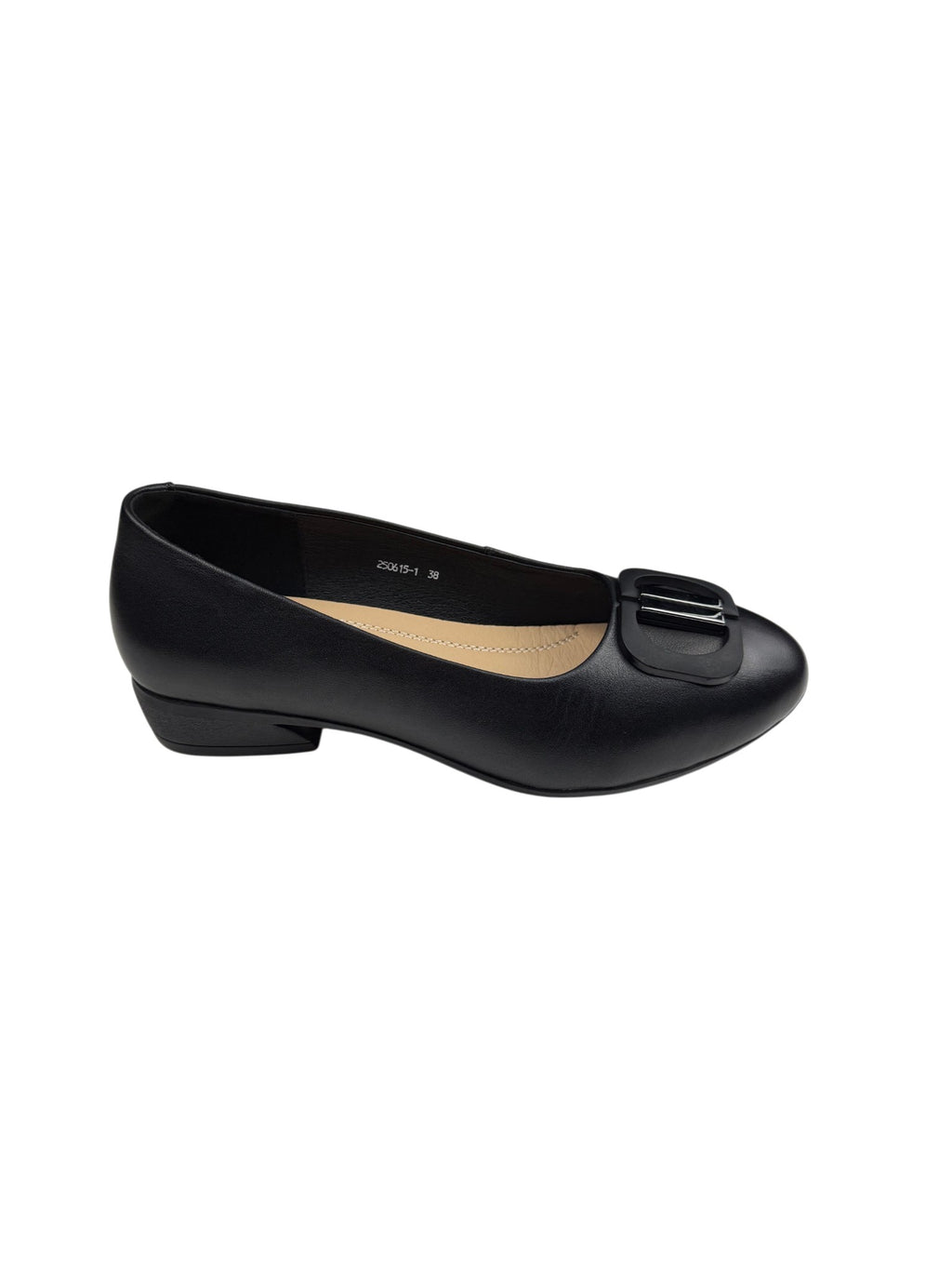 Pantofi casual damă negri din piele naturală cu cataramă decorativă