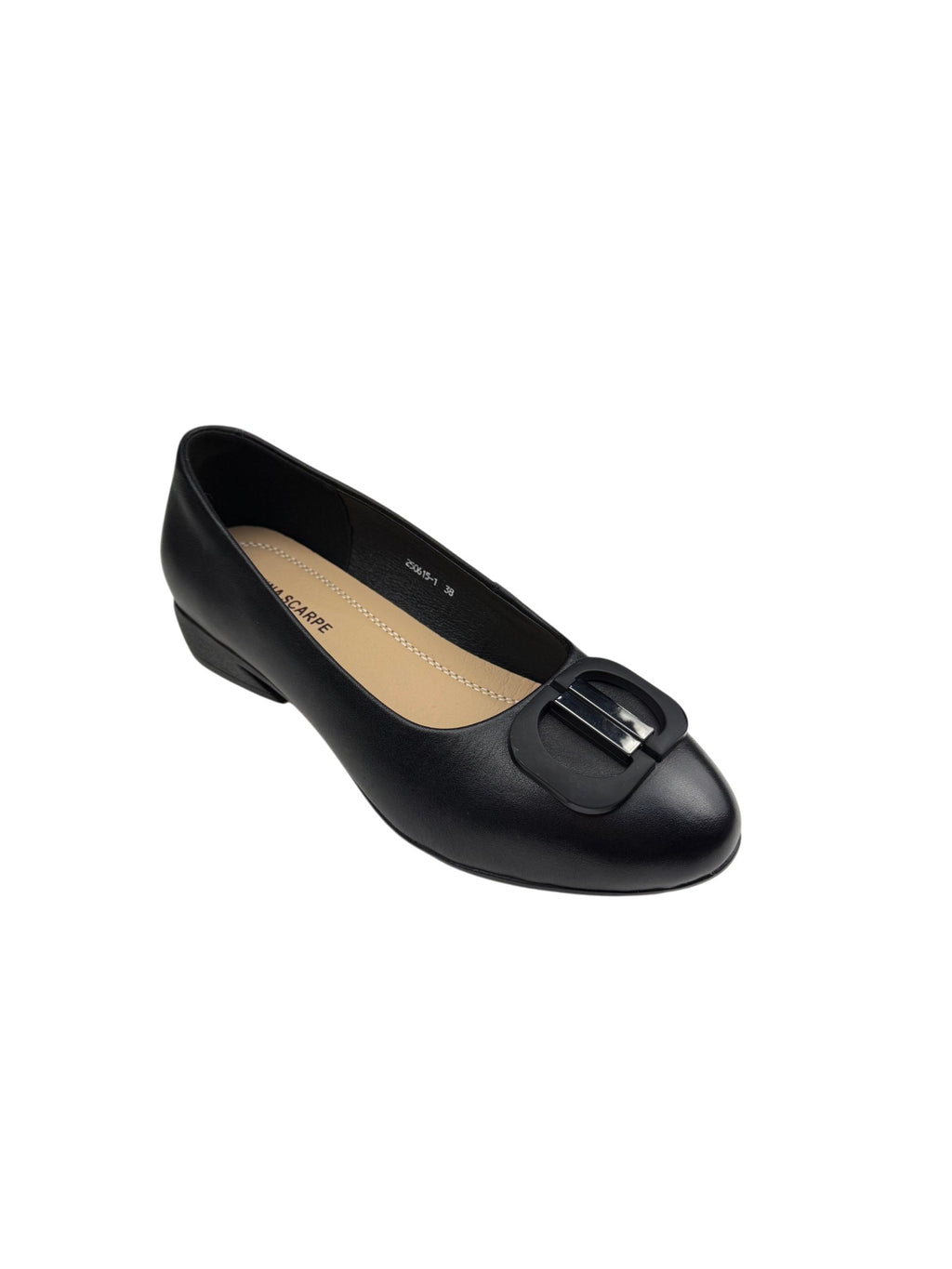 Pantofi casual damă negri din piele naturală cu cataramă decorativă