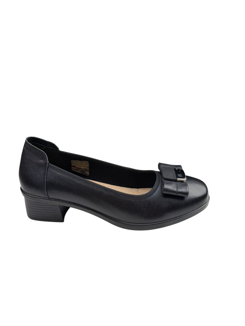 Pantofi casual damă negri din piele naturală cu fundă
