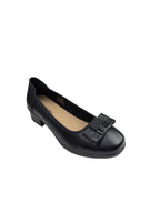 Pantofi casual damă negri din piele naturală cu fundă
