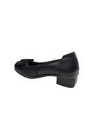Pantofi casual damă negri din piele naturală cu fundă