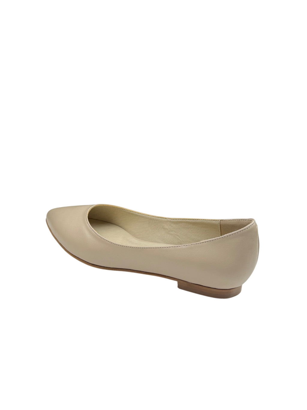 Balerini casual damă bej din piele naturală cu vârf ascuțit