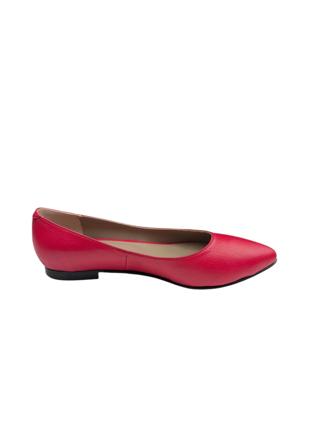 Balerini casual damă fucsia din piele naturală cu vârf ascuțit