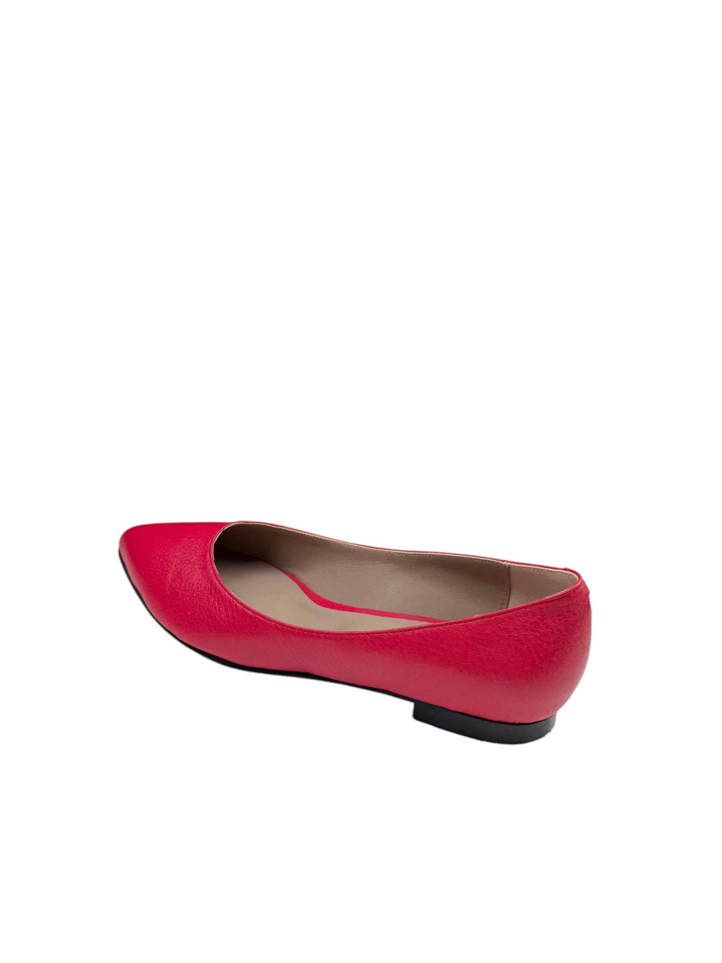Balerini casual damă fucsia din piele naturală cu vârf ascuțit