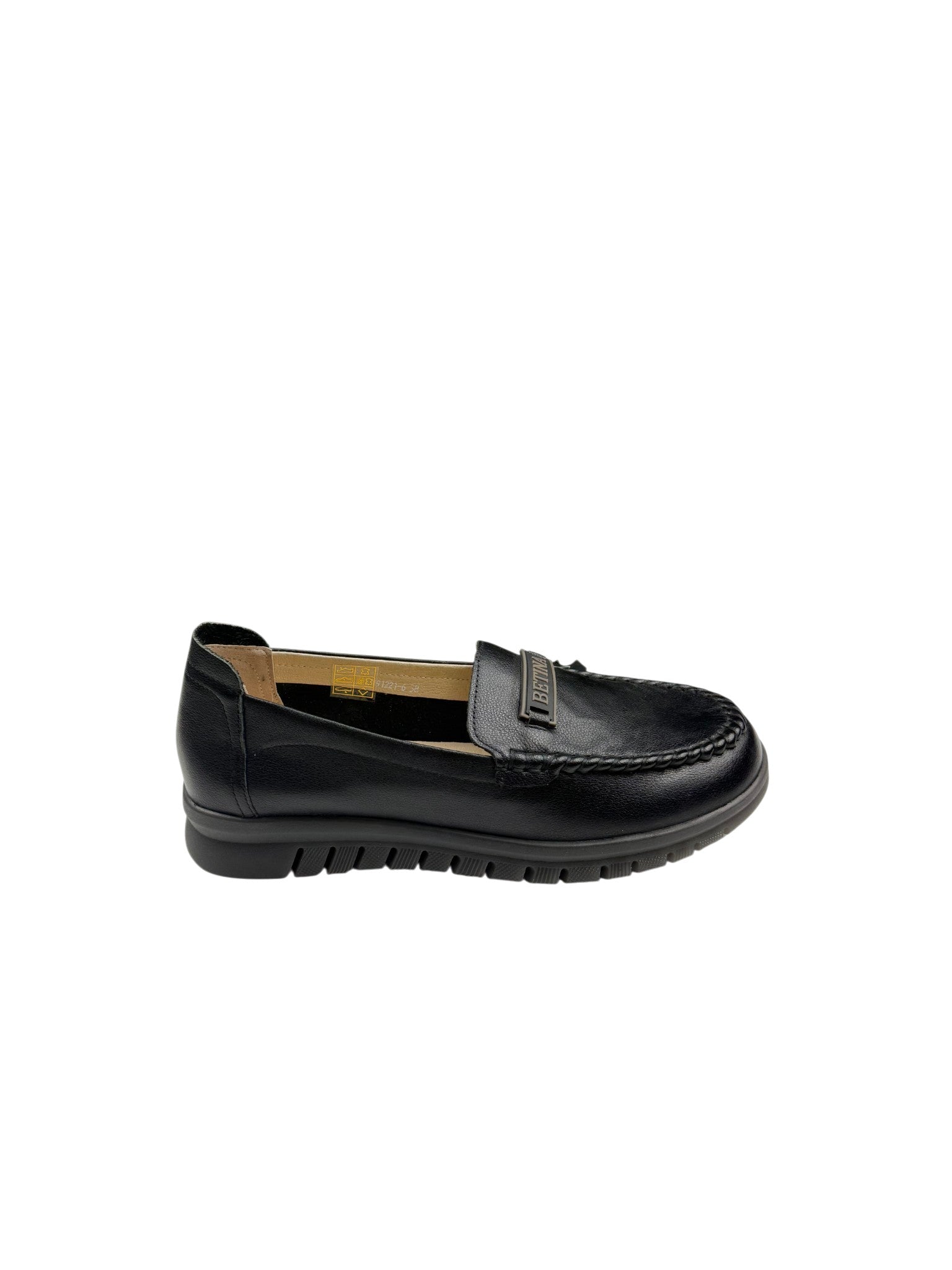 Pantofi casual damă negri cu logo și cusături
