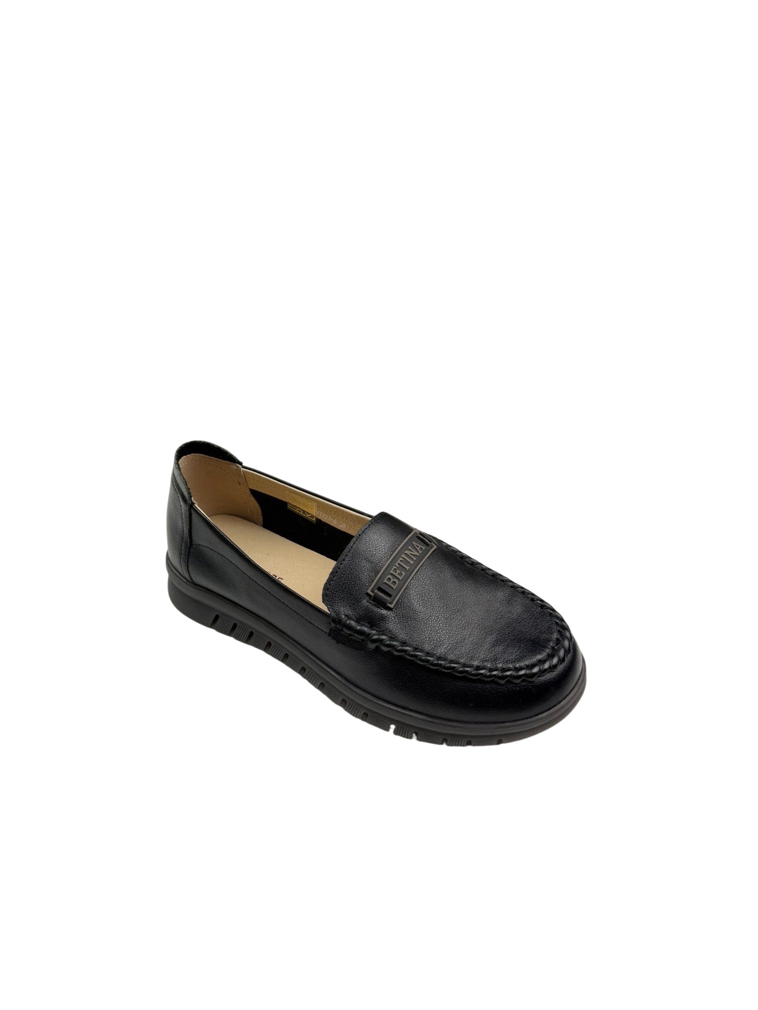 Pantofi casual damă negri cu logo și cusături