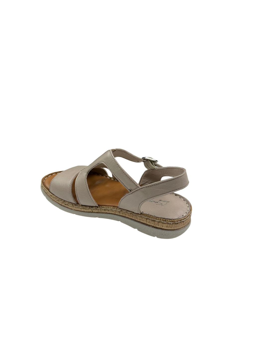 Sandale casual damă bej din piele naturală cu elastic central