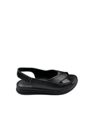 Sandale casual damă negre cu decupaj lateral și bretele late