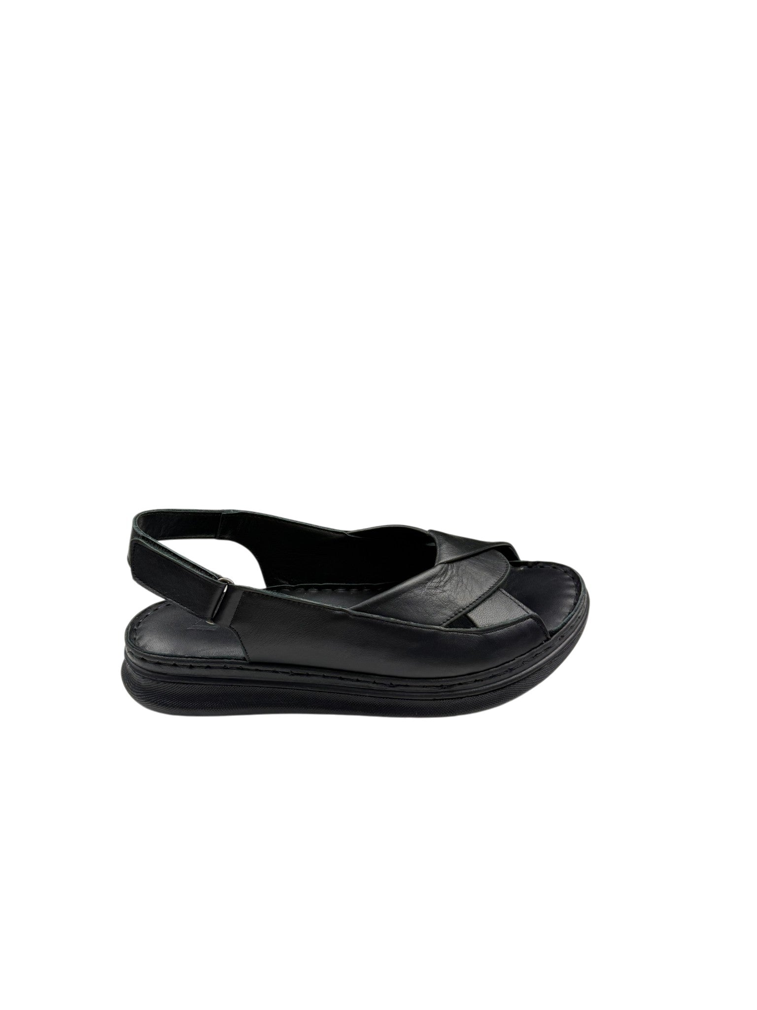 Sandale casual damă negre cu decupaj lateral și bretele late