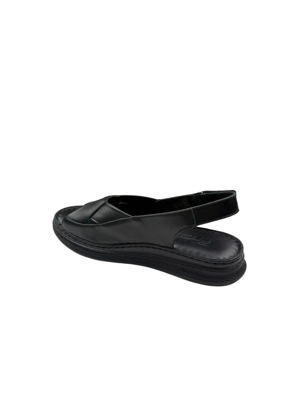 Sandale casual damă negre cu decupaj lateral și bretele late