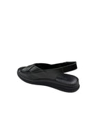 Sandale casual damă negre cu decupaj lateral și bretele late