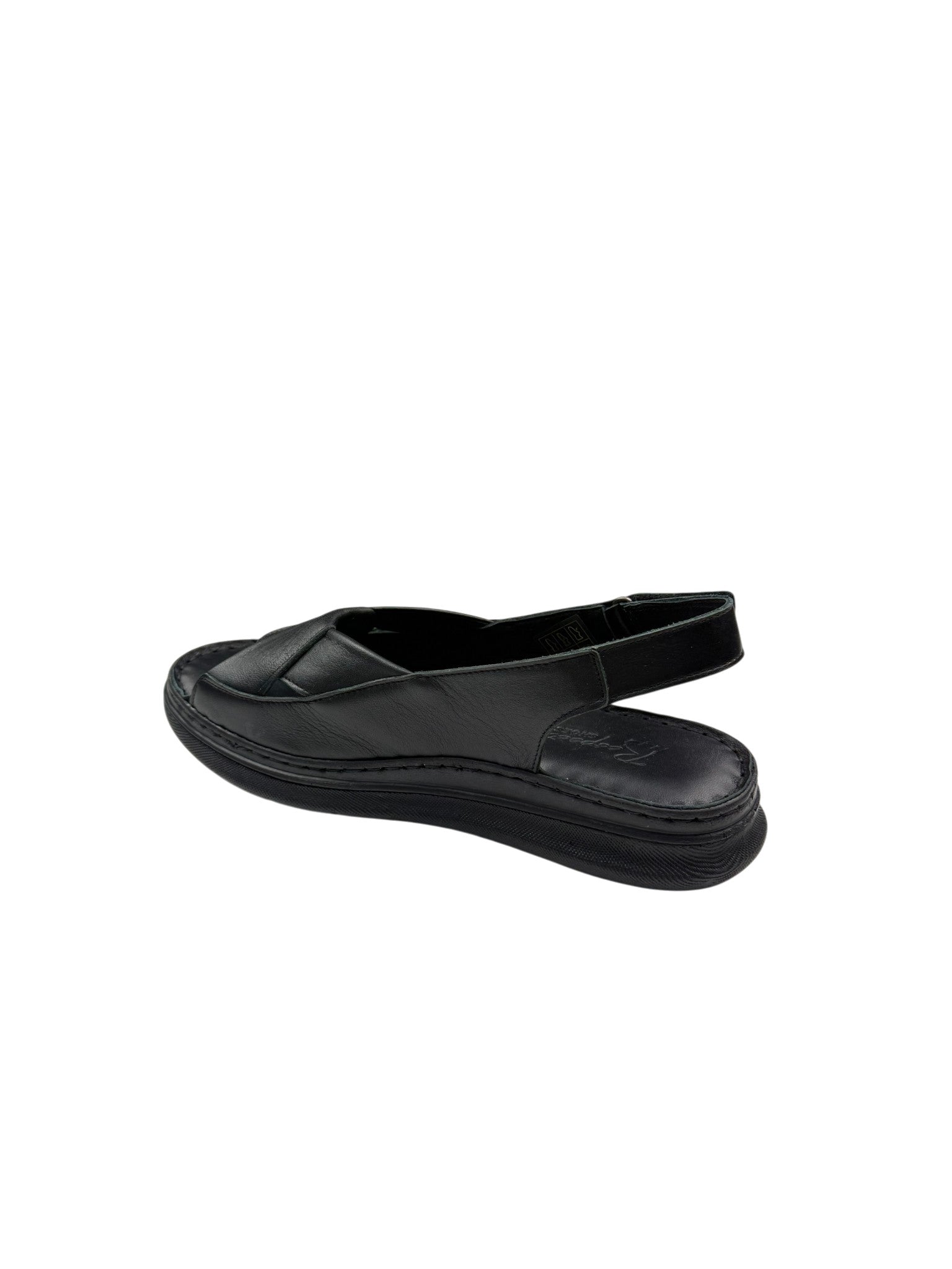 Sandale casual damă negre cu decupaj lateral și bretele late