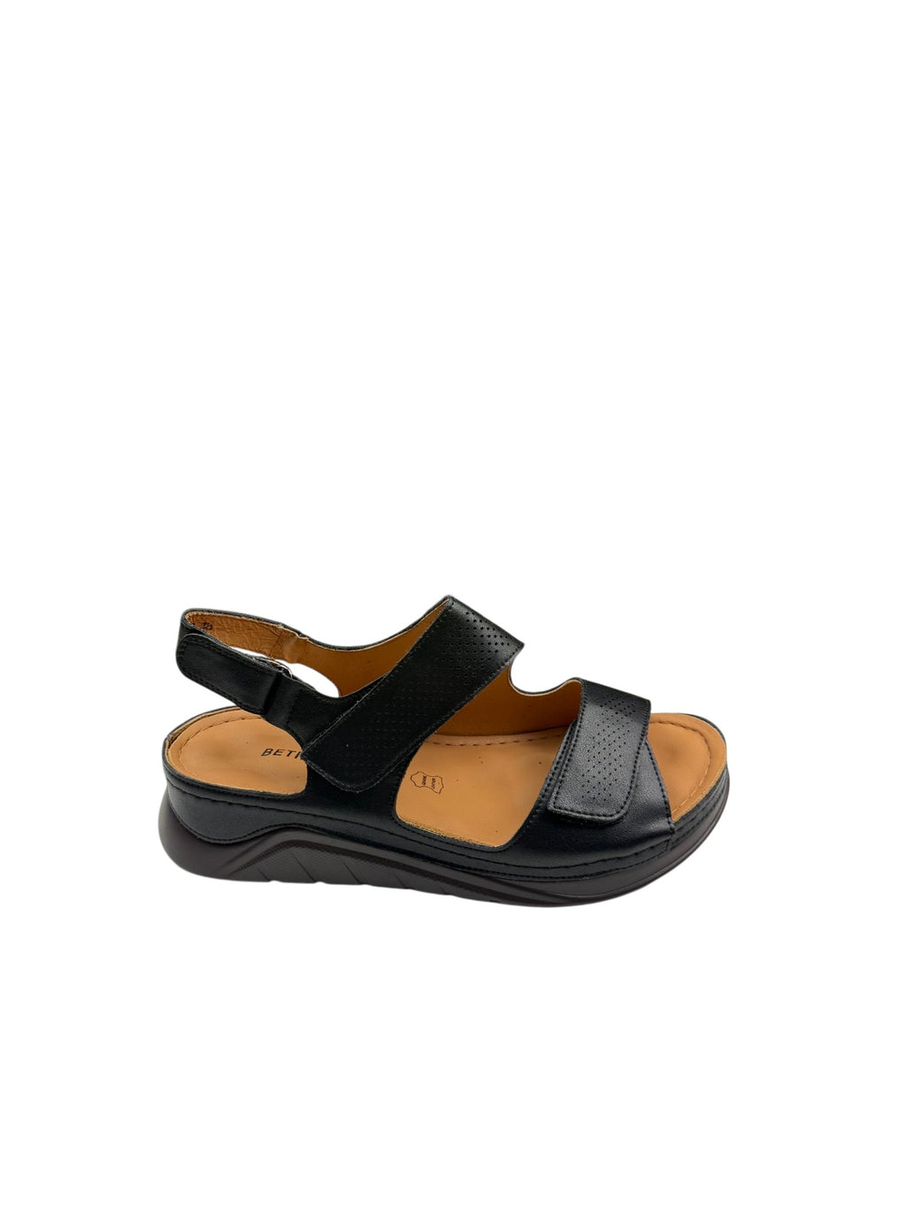 Sandale casual damă negre din piele naturală cu perforații și arici
