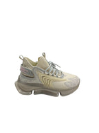Pantofi sport damă bej cu imprimeu ornamental și talpă înaltă