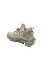 Pantofi sport damă bej cu imprimeu ornamental și talpă înaltă