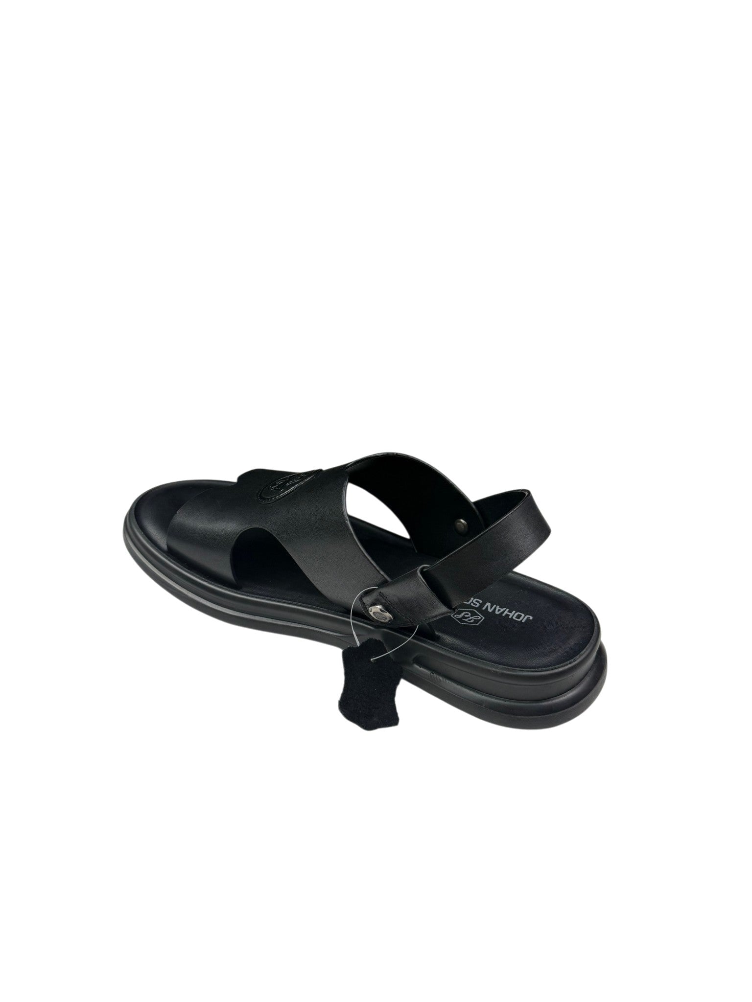 Sandale casual bărbați negre din piele naturală cu baretă la spate și decupaje laterale