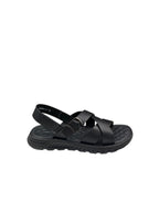 Sandale casual bărbați negre din piele naturală cu bretele împletite și cataramă