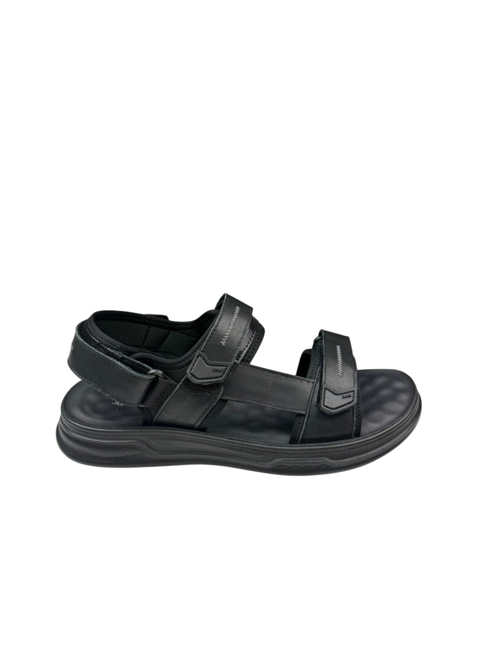 Sandale casual bărbați negre din piele naturală cu arici