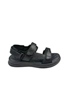 Sandale casual bărbați negre din piele naturală cu arici