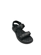 Sandale casual bărbați negre din piele naturală cu arici