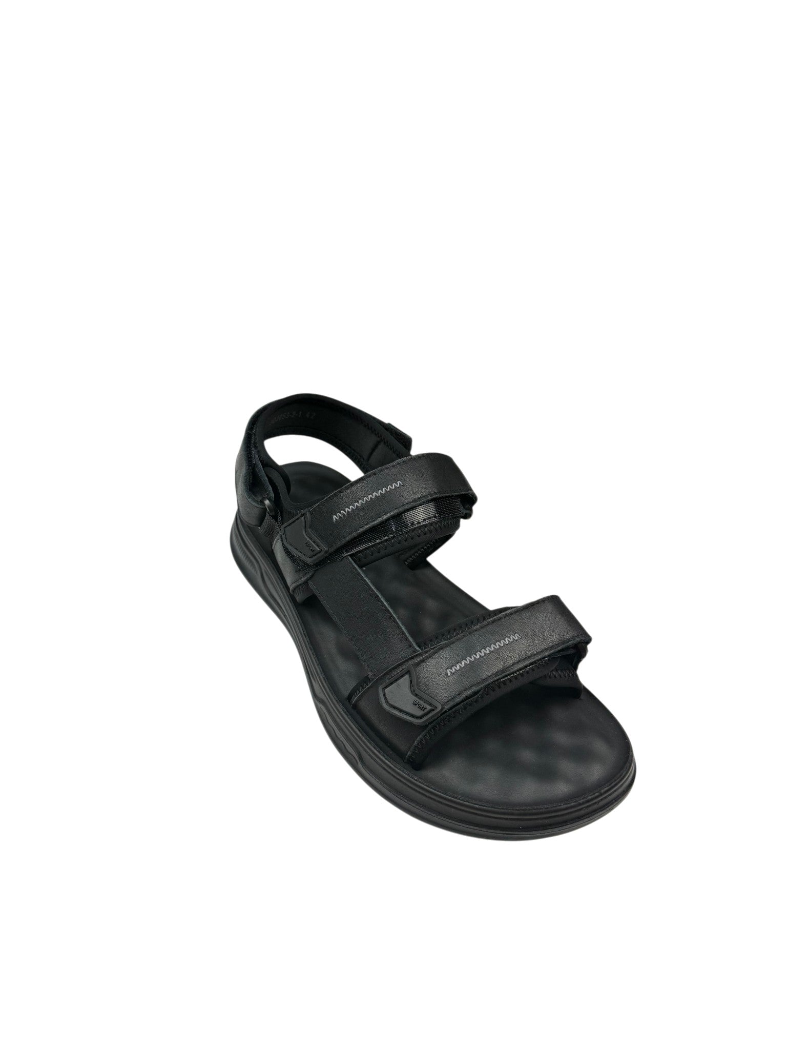 Sandale casual bărbați negre din piele naturală cu arici