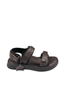 Sandale casual bărbați maro din piele naturală cu arici și bretele textile