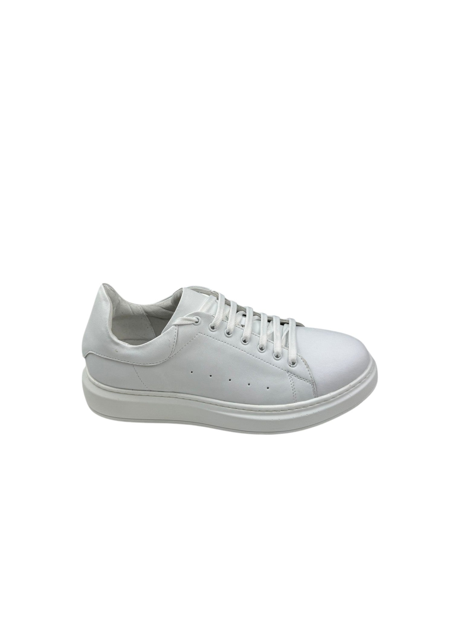 Pantofi sport bărbați albi din piele naturală cu perforații