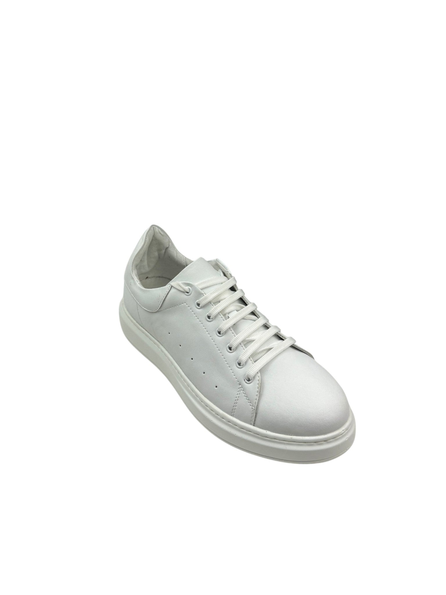 Pantofi sport bărbați albi din piele naturală cu perforații