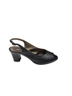 Pantofi eleganți damă negri cu toc și vârf decupat