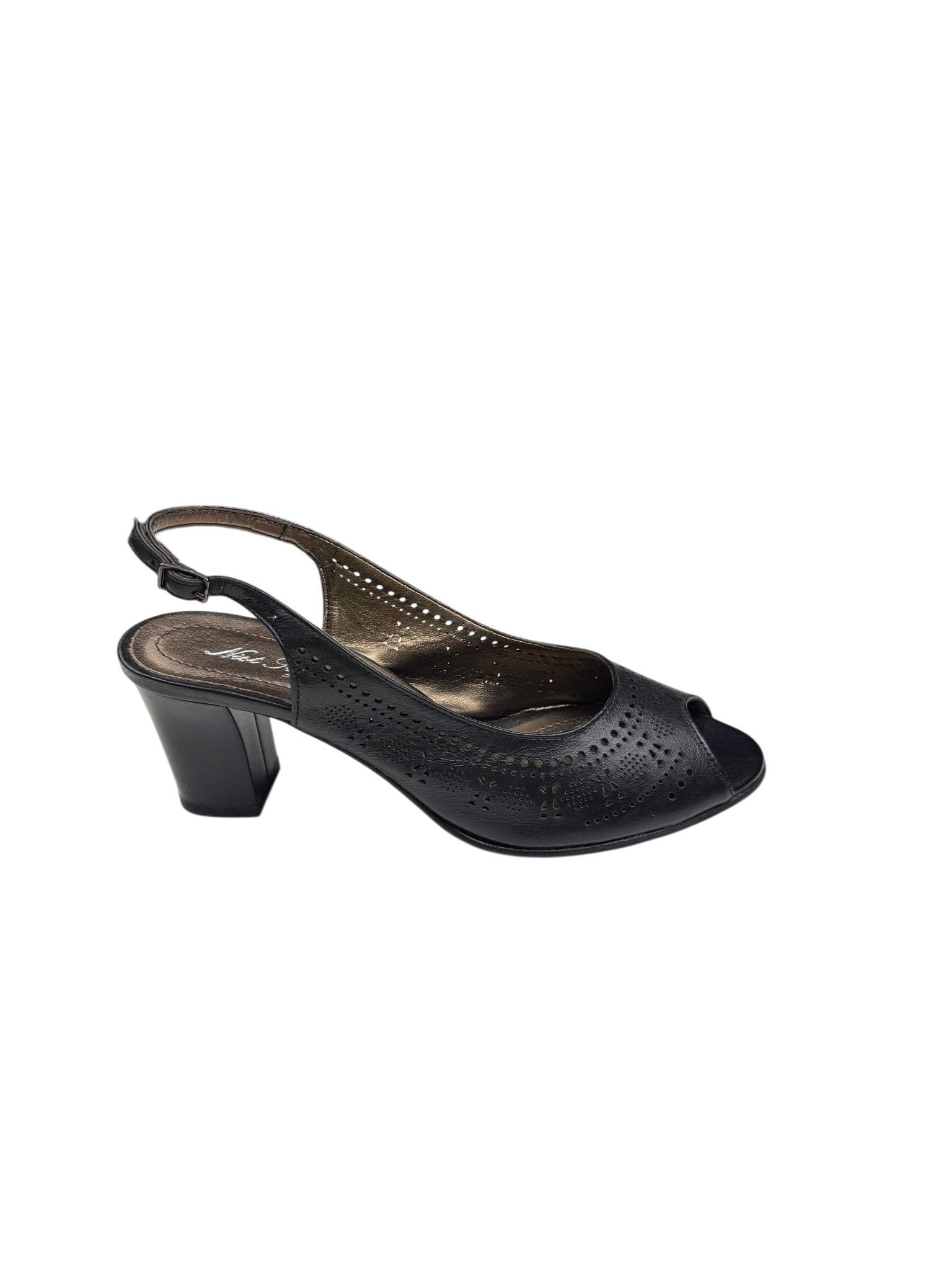 Pantofi eleganți damă negri cu toc și vârf decupat