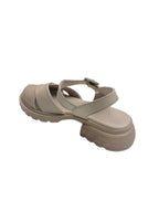 Sandale casual damă bej din piele naturală cu bretele late