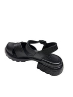 Sandale casual damă negre din piele naturală cu bretele late