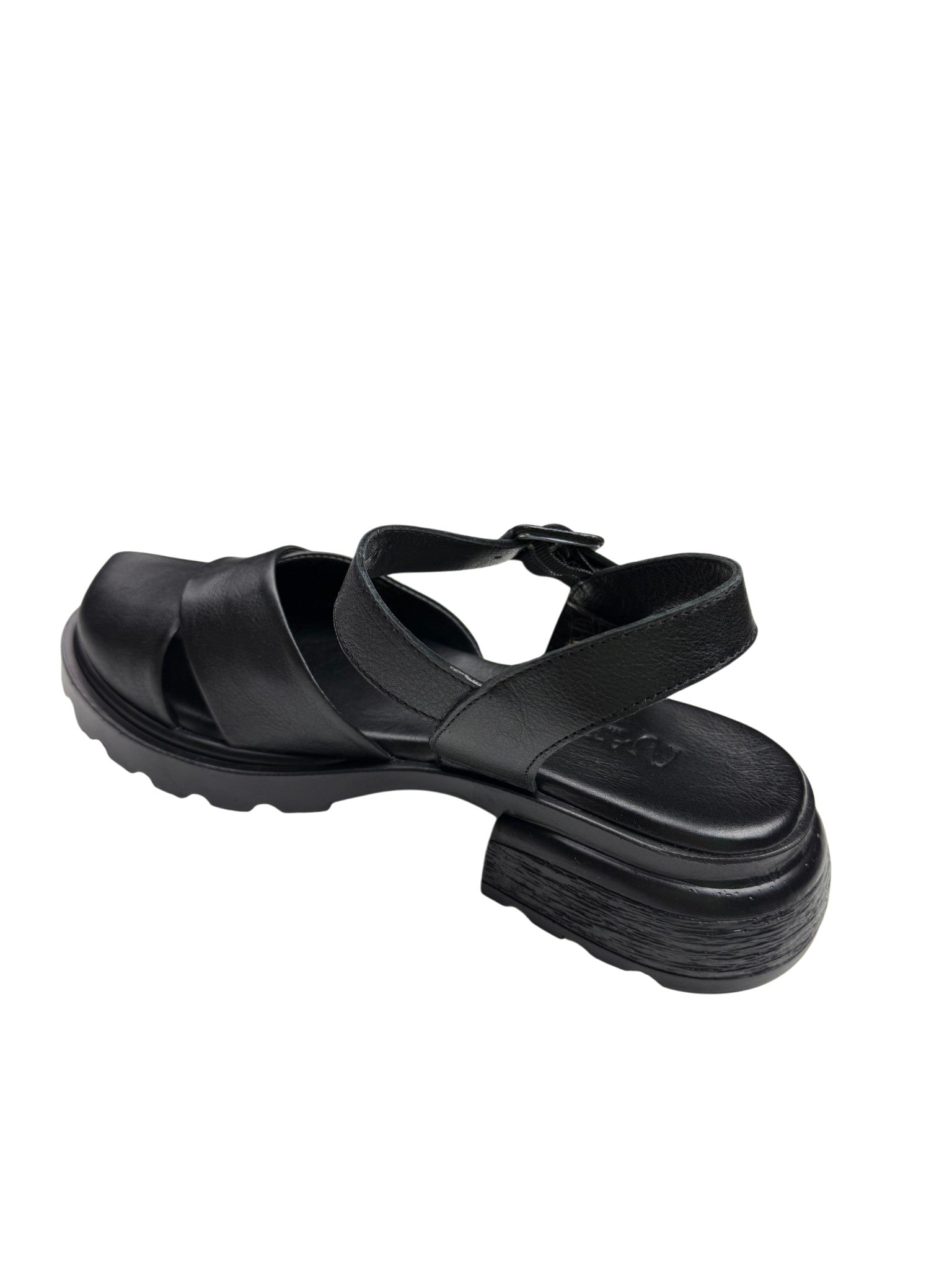 Sandale casual damă negre din piele naturală cu bretele late
