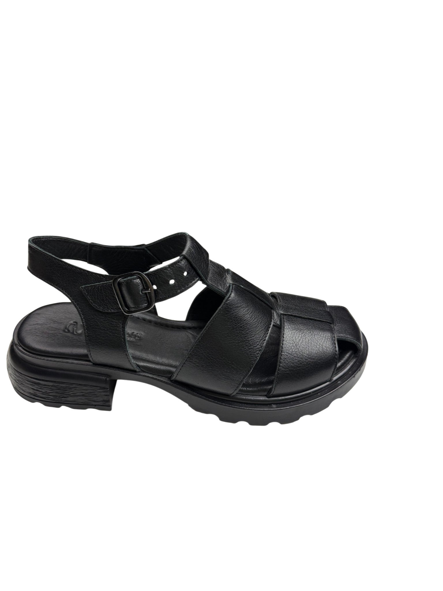 Sandale casual damă negre din piele naturală cu bretele împletite
