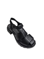 Sandale casual damă negre din piele naturală cu bretele împletite
