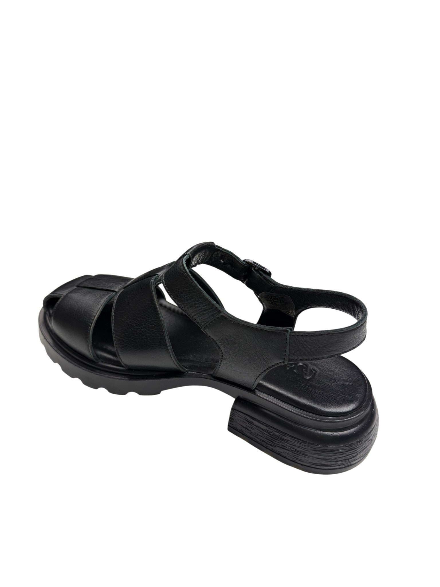 Sandale casual damă negre din piele naturală cu bretele împletite