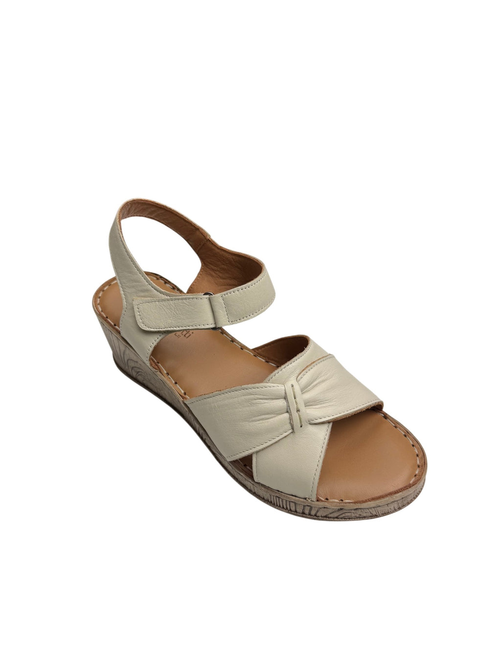 Sandale casual damă bej din piele naturală cu platformă