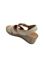 Sandale casual damă bej din piele naturală cu platformă