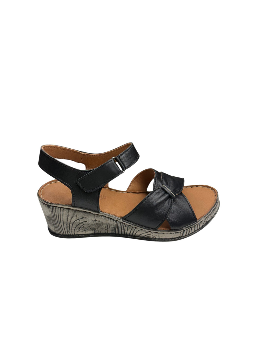 Sandale casual damă negre din piele naturală cu platformă