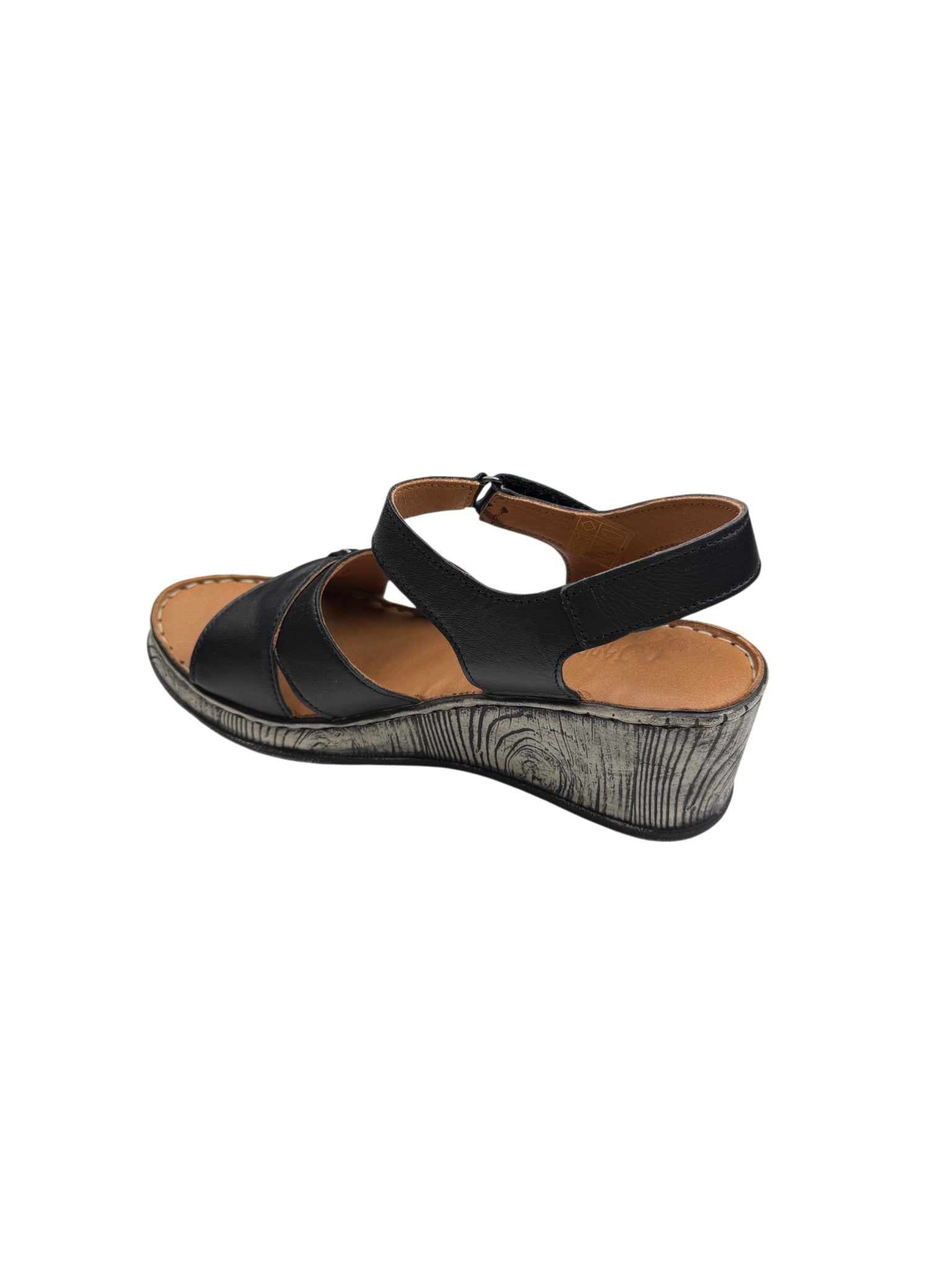 Sandale casual damă negre din piele naturală cu platformă