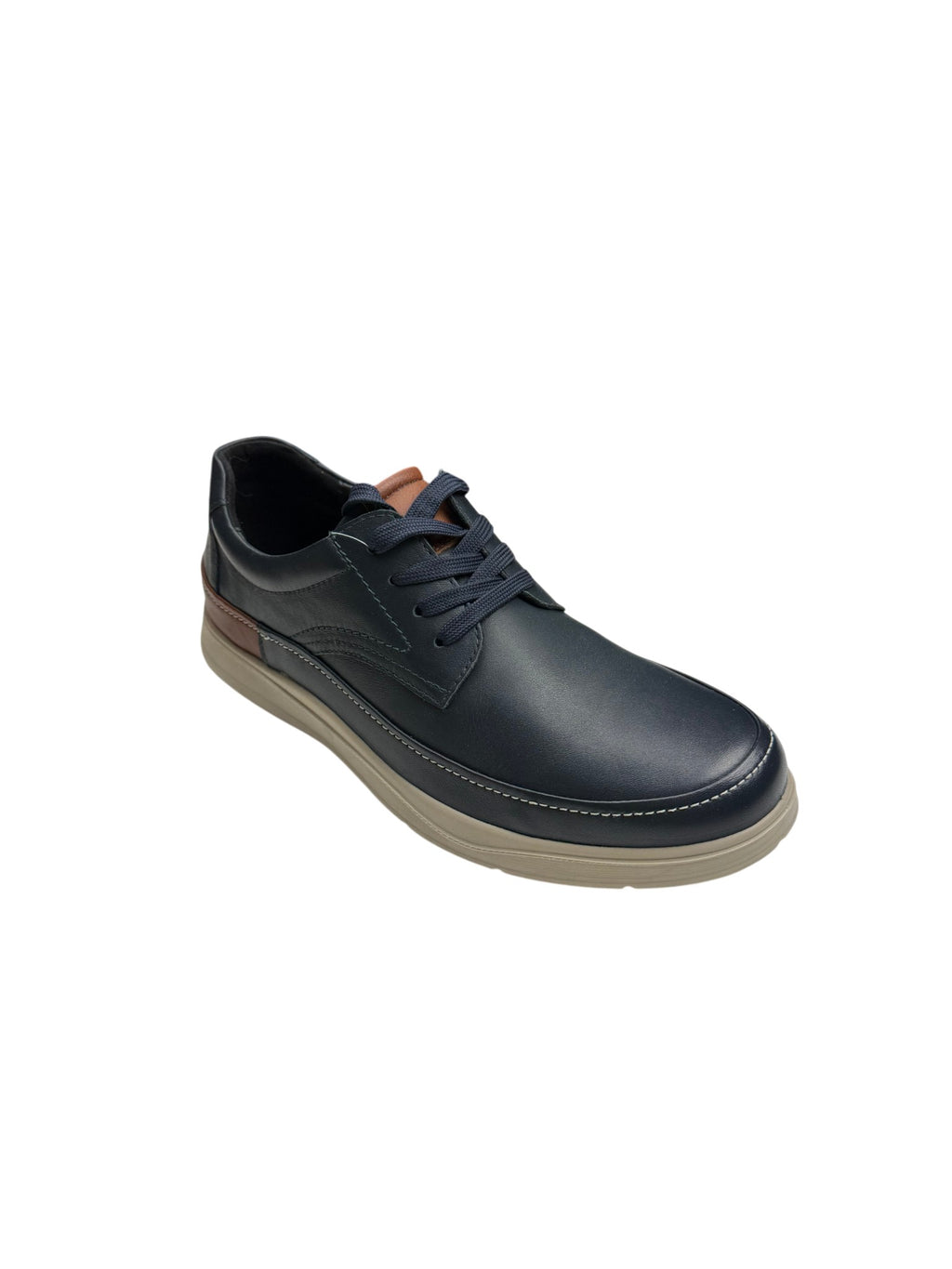Pantofi casual bărbați bleumarin din piele naturală cu talpă bej