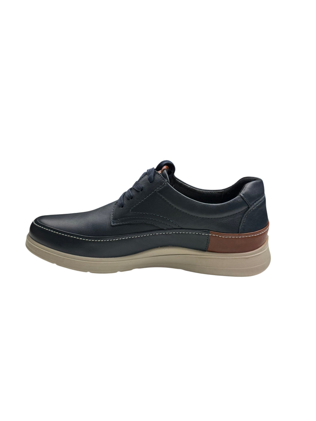 Pantofi casual bărbați bleumarin din piele naturală cu talpă bej