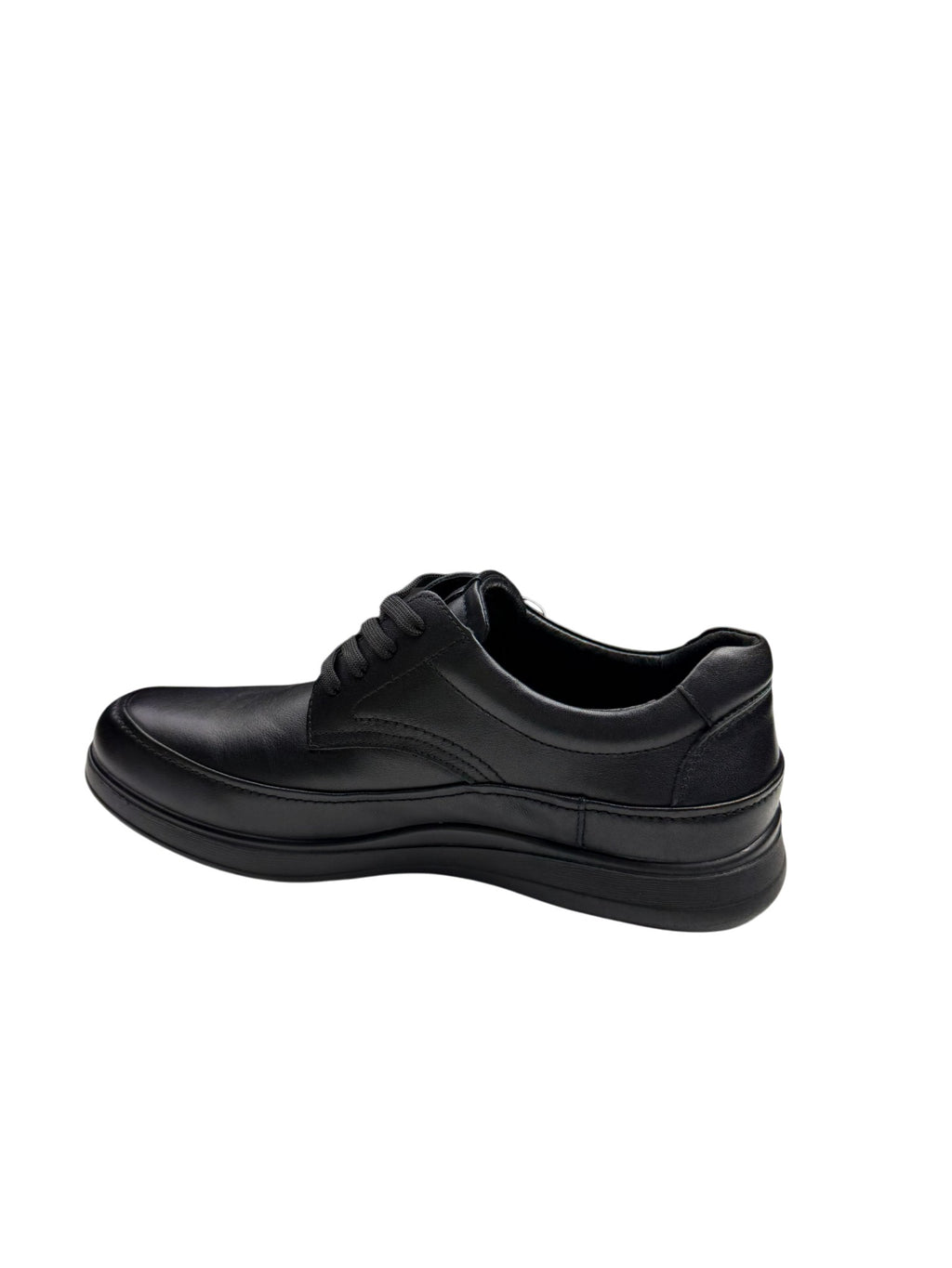 Pantofi casual bărbați negri din piele naturală cu șireturi