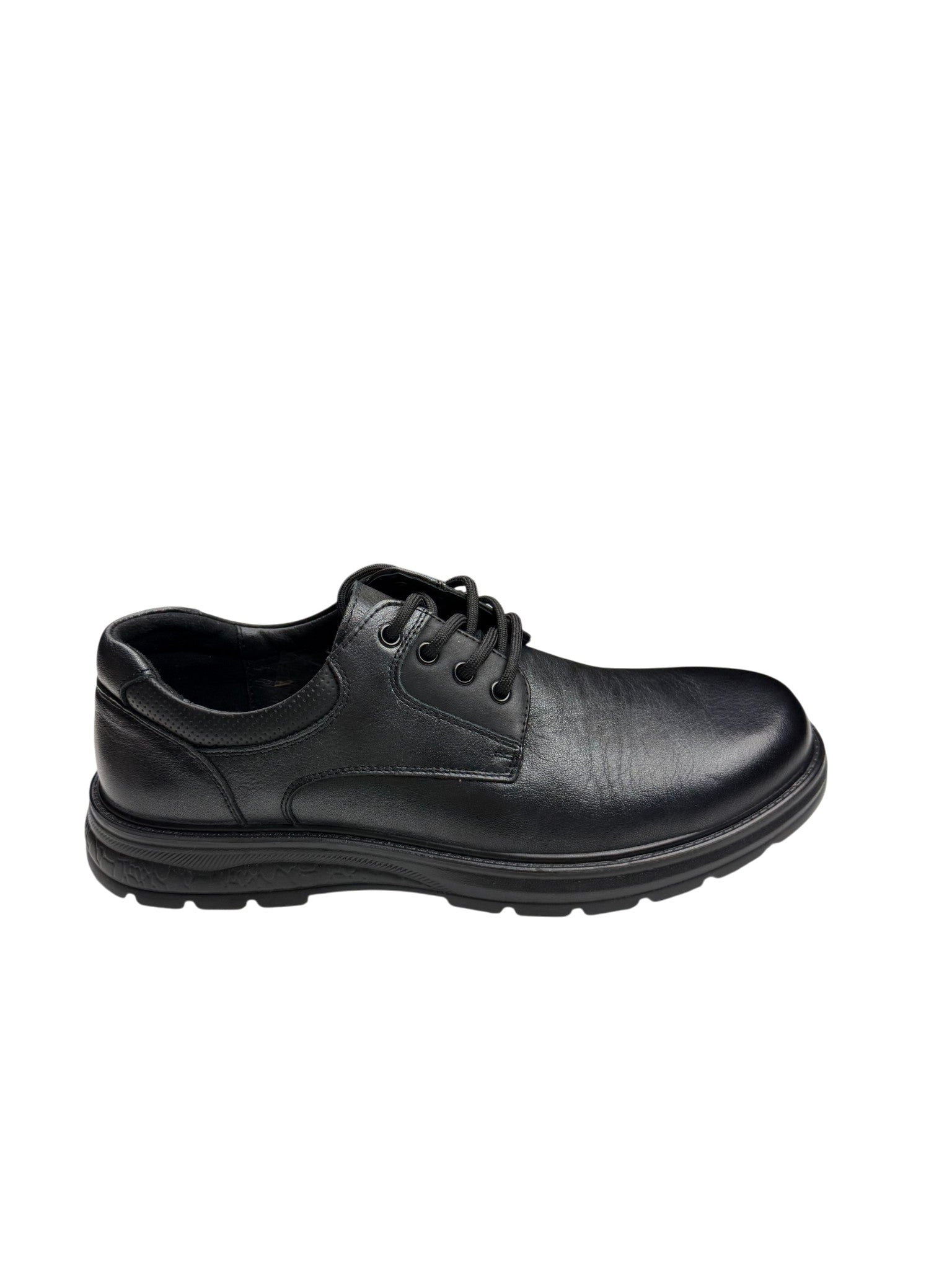 Pantofi casual bărbați negri din piele naturală cu talpă groasă