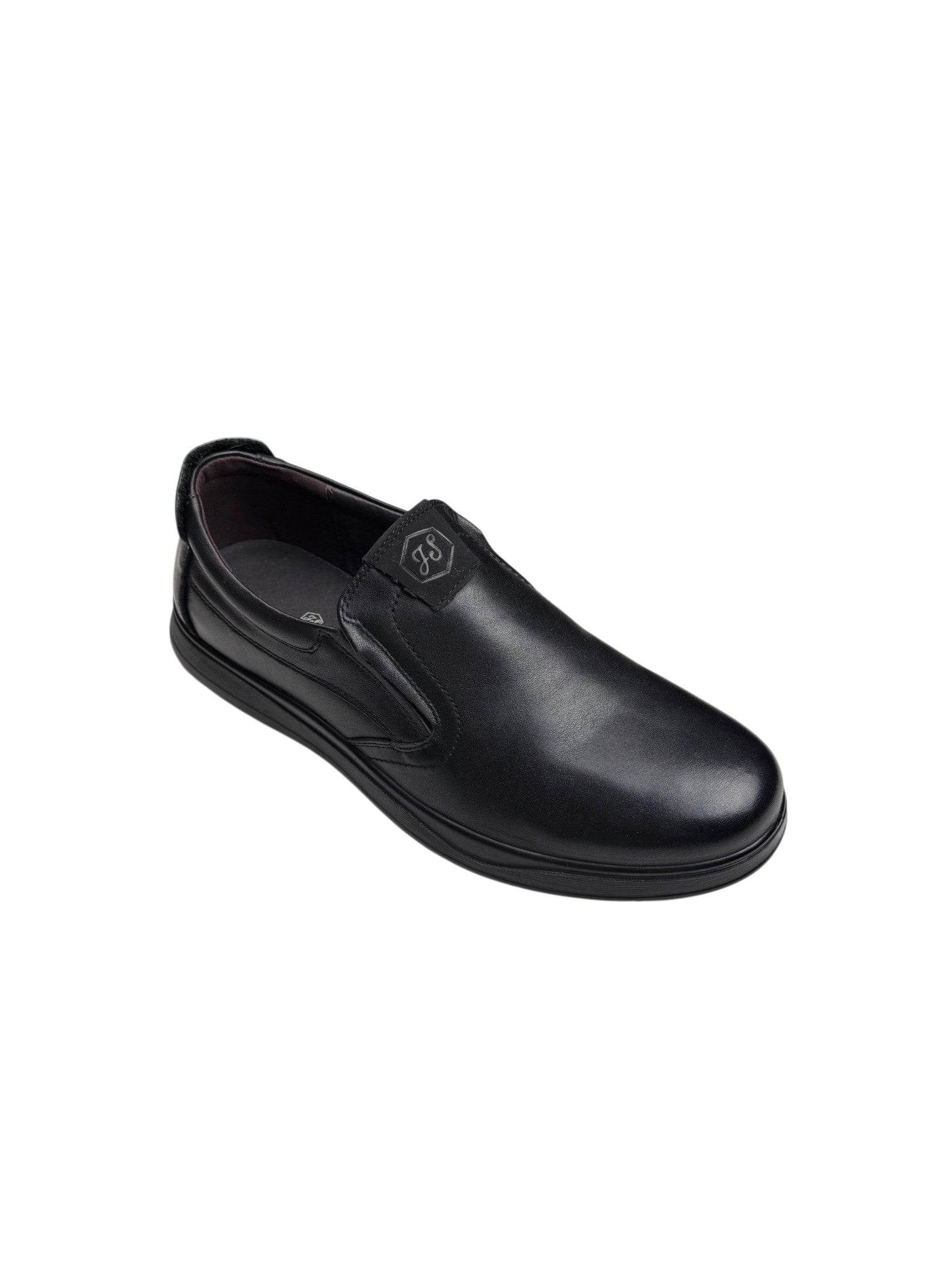 Pantofi casual bărbați negri din piele naturală cu elastic lateral