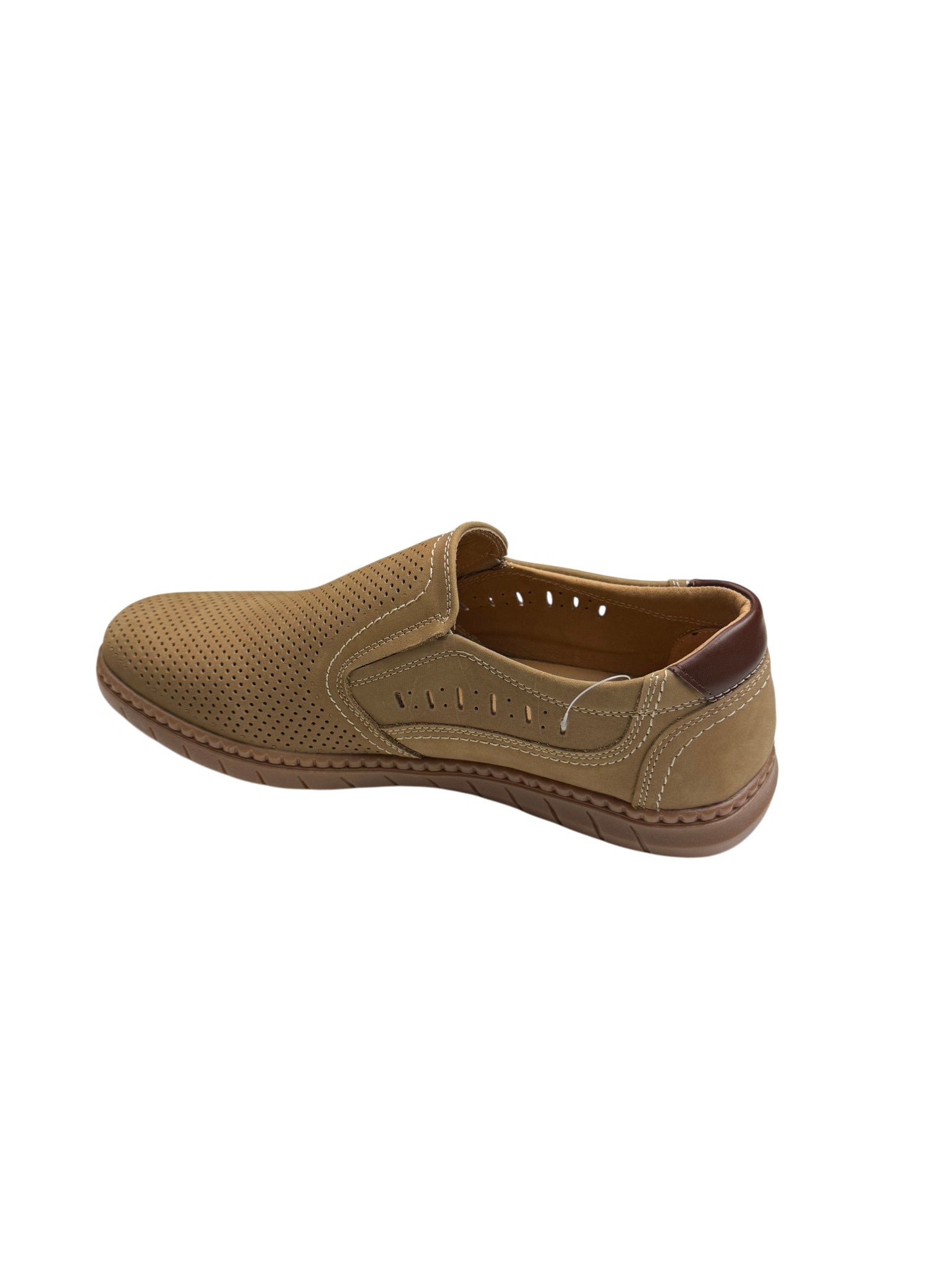 Pantofi casual bărbați bej din piele naturală cu perforații