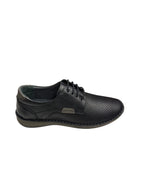 Pantofi casual bărbați negri din piele naturală cu perforații